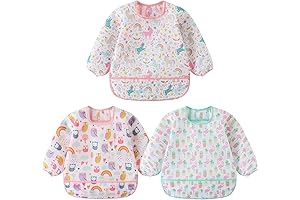 3 pcs Waterproof & Long sleeves baby bibs weaning Smock Bib, 3-24...