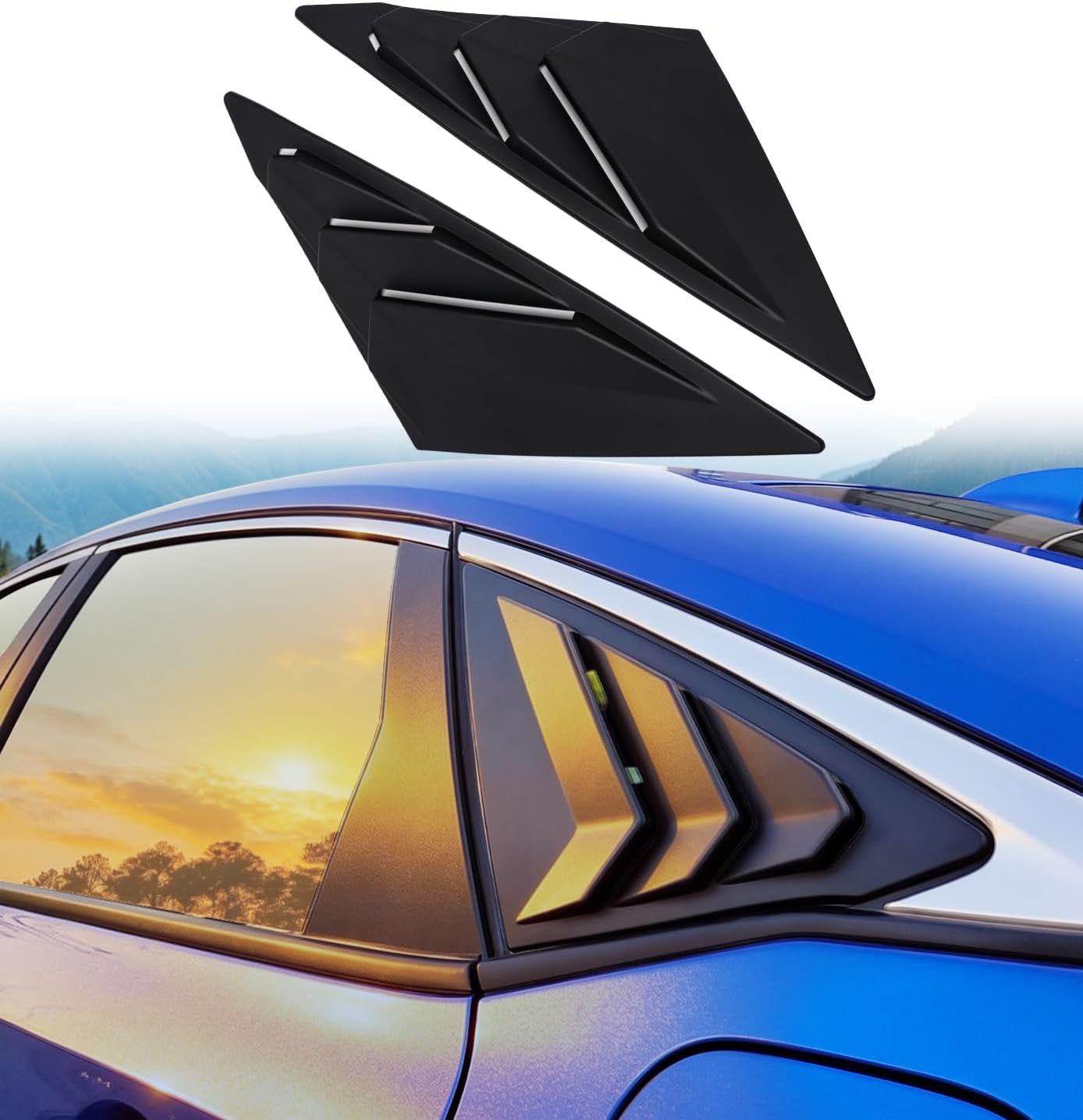 Xprite Racing Style Rear Side Window Louvers for 11th Gen Civic Compatible with Honda Civic 2022 2023 2024 2025 2026 Sedan FE Accessories Exterior Air Vent Scoop Shades Cover Blinds Trim-Matte Black