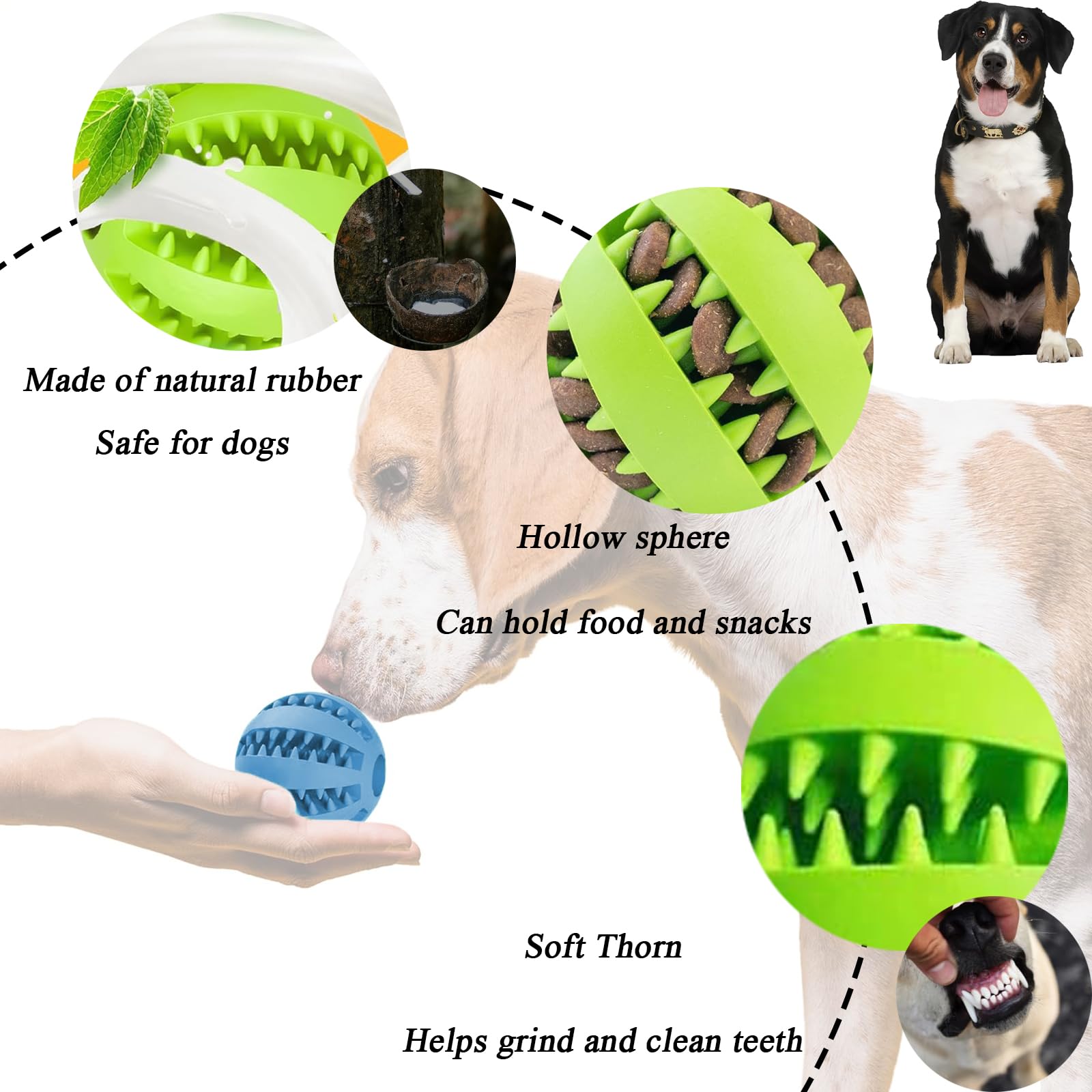 SKJAXF 3Pcs Dog Treat Balls 6cm, Bite Resistant, Natural Rubber - Image 3