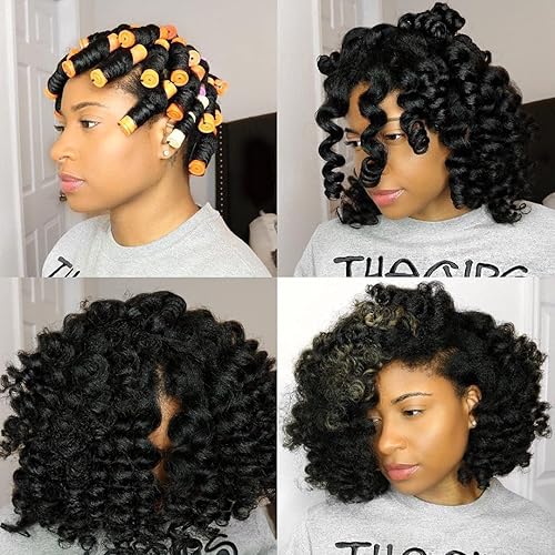 Miniatura 6 de Juego de 100 varillas permanentes  5 tamaños de rodillos de onda fría para rizos naturales, peinado y peluquería (naranja, morado, gris, azul,