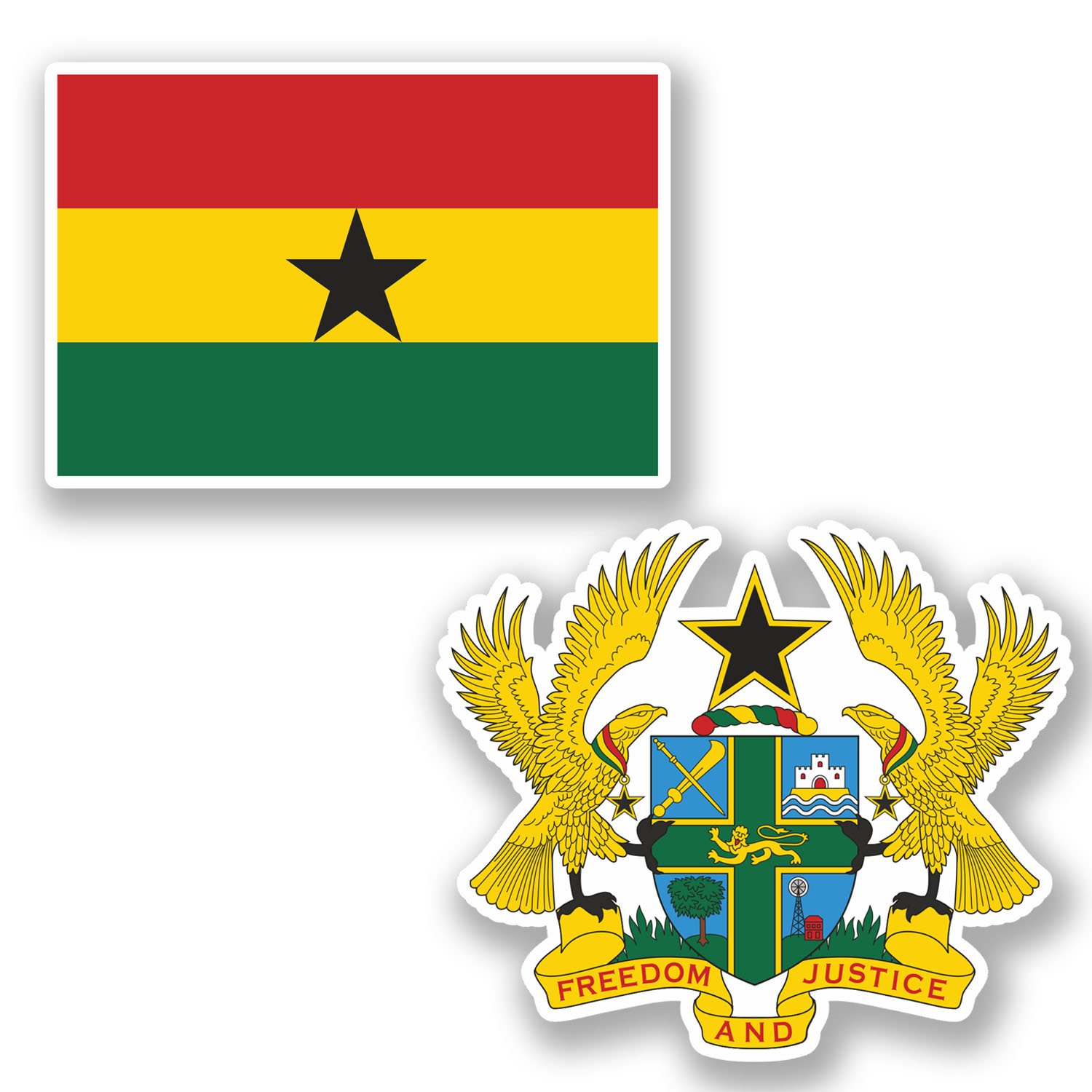 DestinationVinyl 2 x 10cm Ghana Flag Vinyl Sticker Luggage Travel iPad Laptop Helmet Car #4857 (10cm Wide.)