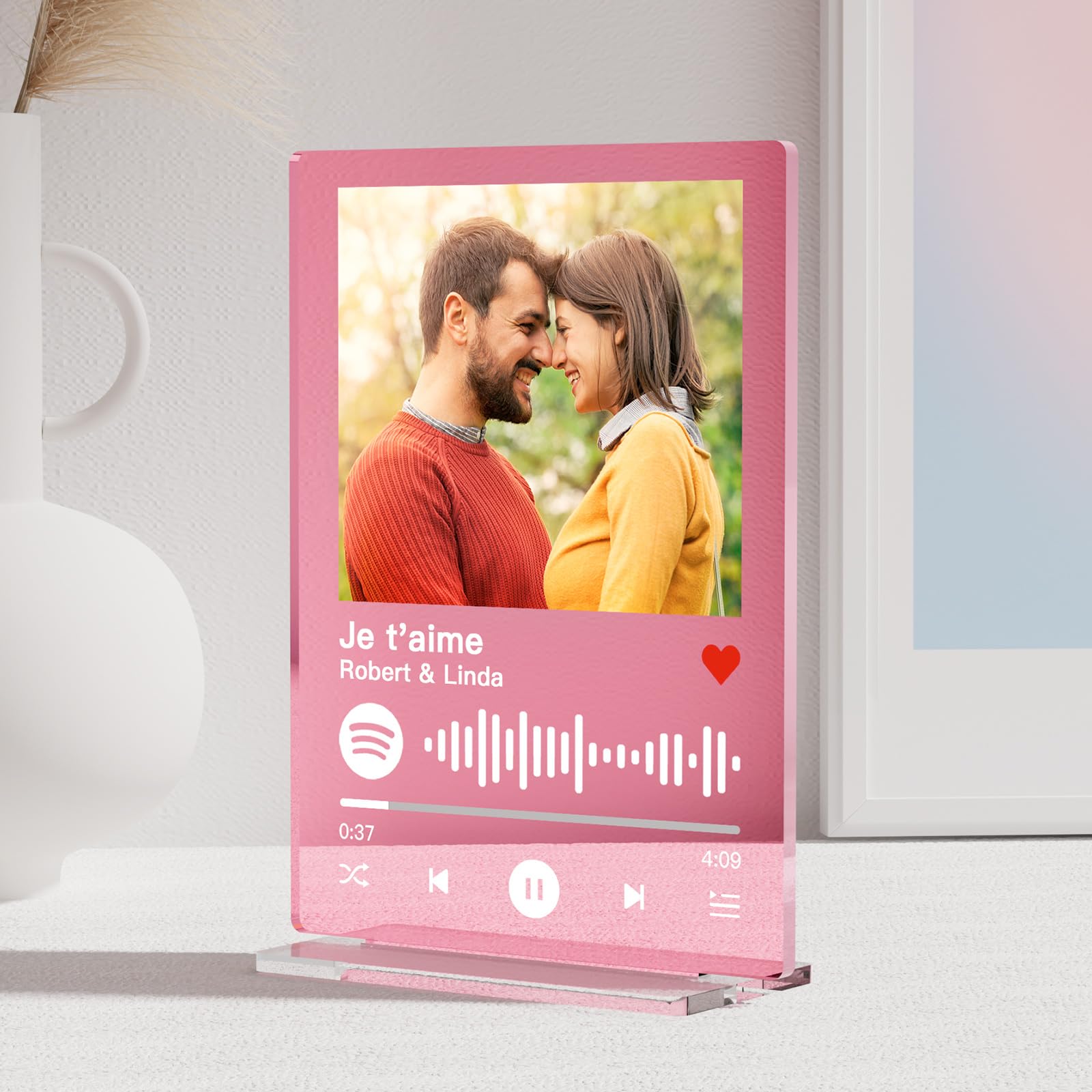 Cadre Photo Spotify Personnalisé Witfox - 20x15cm - Acrylique + LED - Cadeau Couple