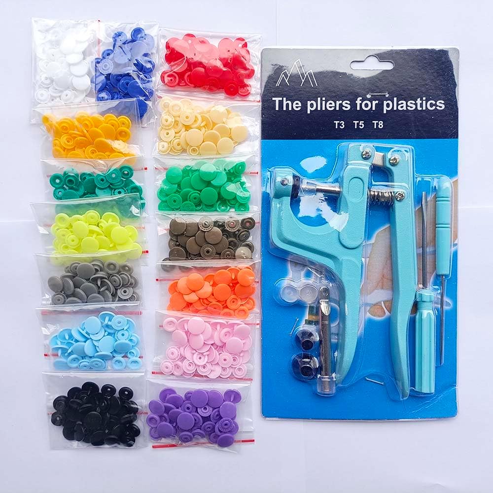 T5 Resin Snap Buttons Set Snaps U Shape Fastener Snap Pliers Buttons Kit Snaps Cloth Buttons DIY Sewing Machine Crafting Tool