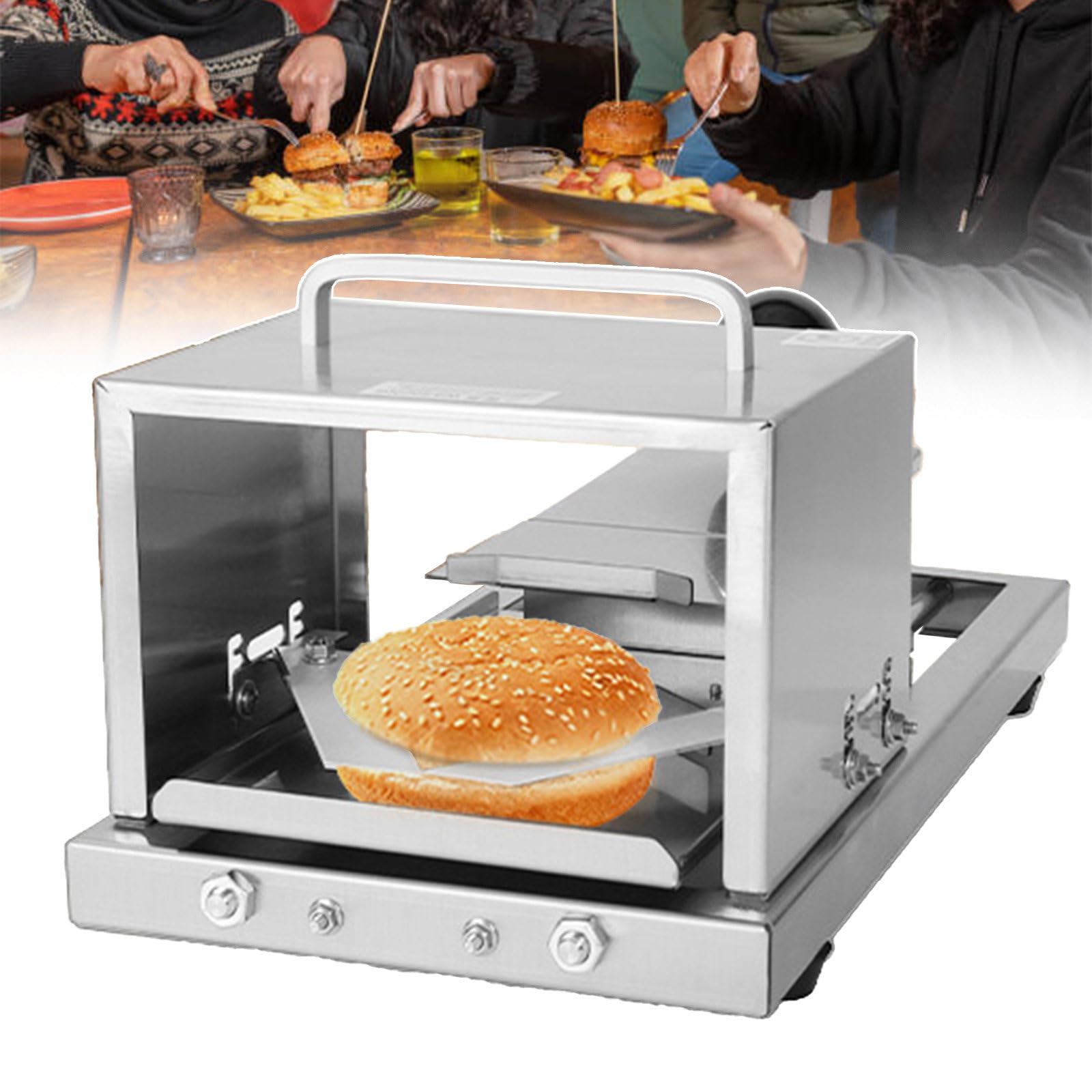 Affettatrice per Bagel Commerciale - Design di Taglio Push-Pull, Taglierina Manuale per Panini per Hamburger, Macchina per Affettare Panini per Hamburger con 4 Altezze di Taglio Disponibili