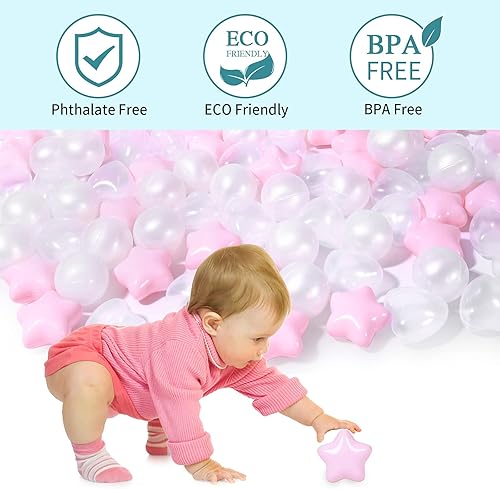 Miniatura 289 de STARBOLO Pelotas de estrella para niños pequeños, 100 unidades, estrellas de 2.55 pulgadas, sin ftalatos, sin BPA, no tóxicas, a prueba