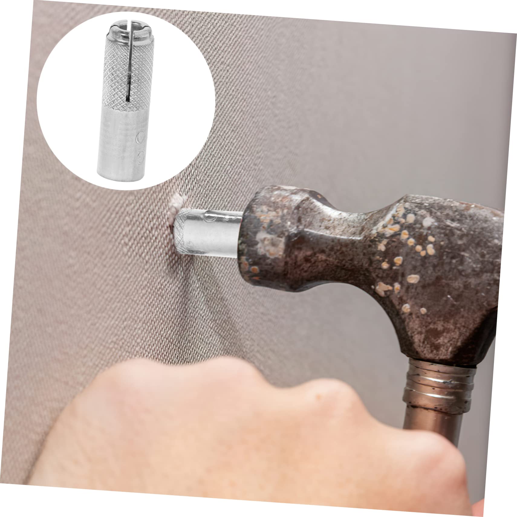 KICHOUSE 50pcs Knurled Concrete Drop-in Anchors Carbon Steel Expansion Screws Easy Install Kit