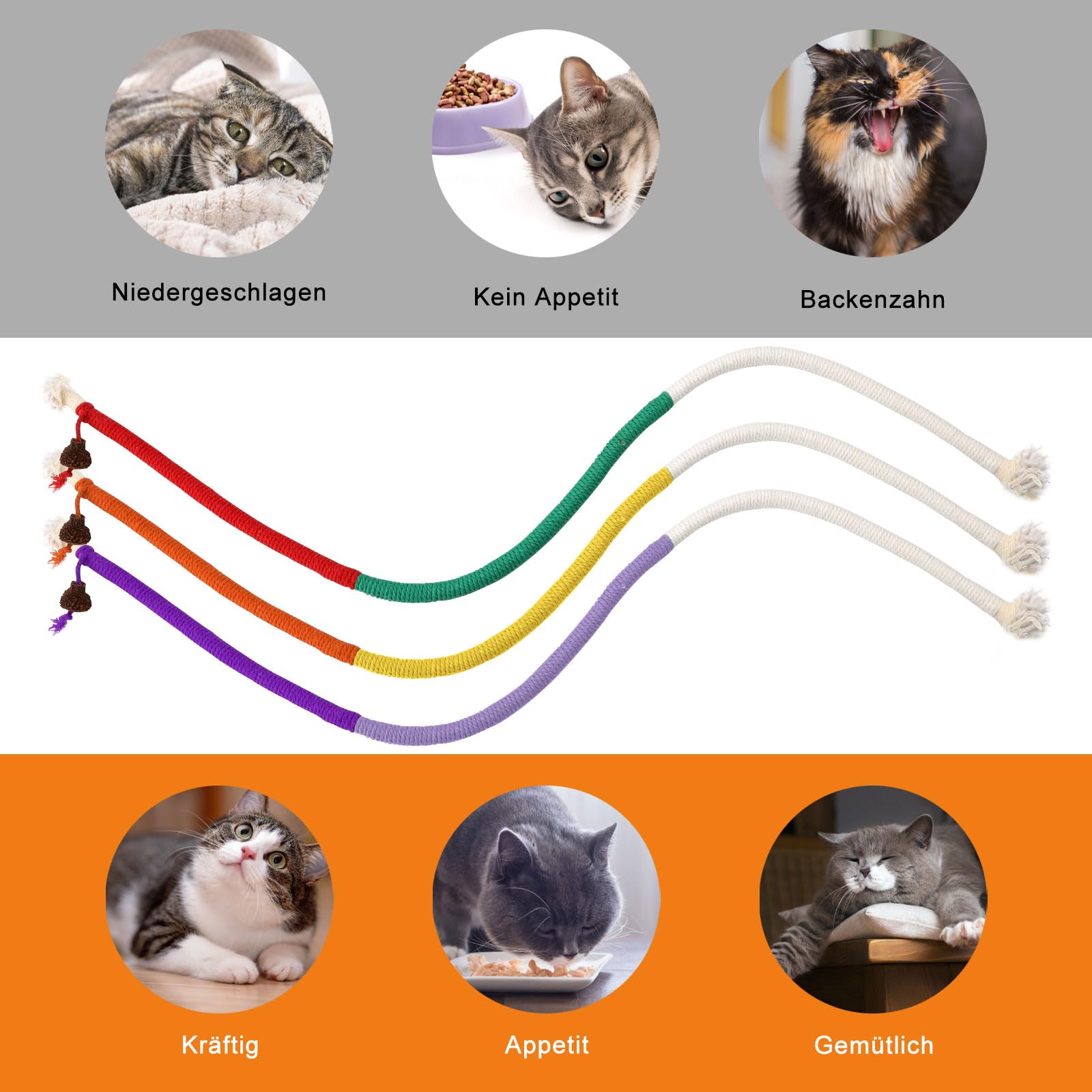 Giocattoli Per Gatti Con Erba Gatta - 3 Corde Da Masticare Per Salute Dentale E Divertimento - Foto 5