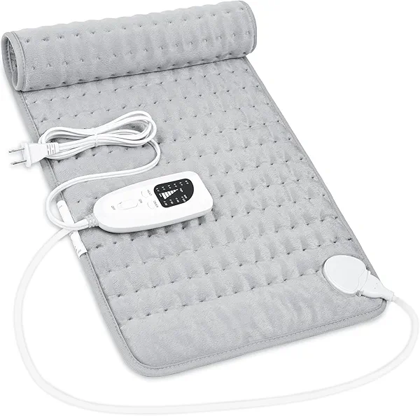 Heating Pad,Electric Heating Pads for Back,Neck,Abdomen,Fathers Day Dad Gifts,Moist Heating Pad for Shoulder,Knee,Arms,Legs,Dry/Moist Heat & Auto Shut Off,Birthday Gifts for Men(Light Gray, 24''×12'')