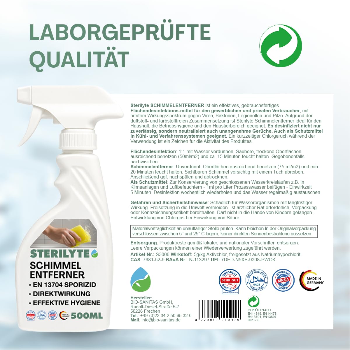 Schimmelentferner alkoholfrei – Registriertes Biozidprodukt gemäß BAuA Nr. N-113297 (4x 5 L)