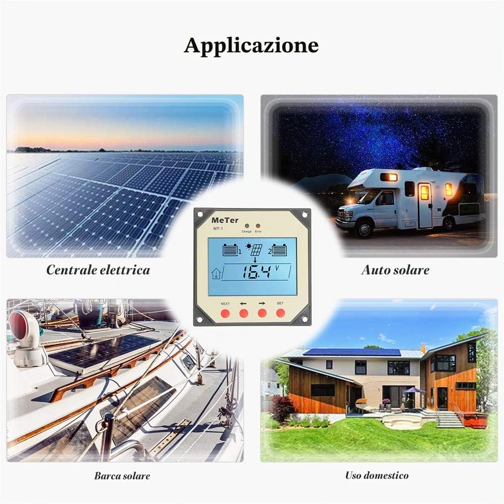 SolaMr Renote Meter for Duo-Battery Solar Charge Controller with 10 Meter Cable for EPIPDB-COM Series (MT-1)