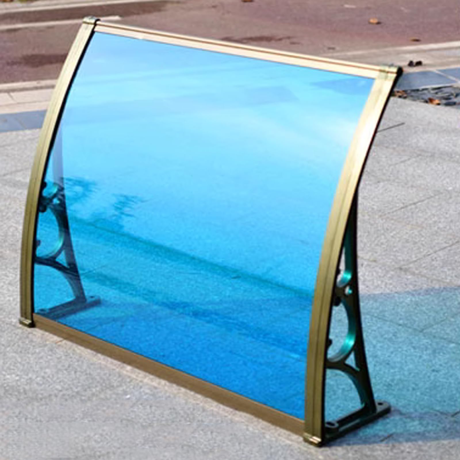 Rain Shelter,Front Door Canopy Outdoor Awning Uv Rain Snow Protection Blue Polycarbonate Cover,Light Transmittance 90% Patio Porch Awning Garden Canopy,Easy Assemble (60x130cm/24"x51")