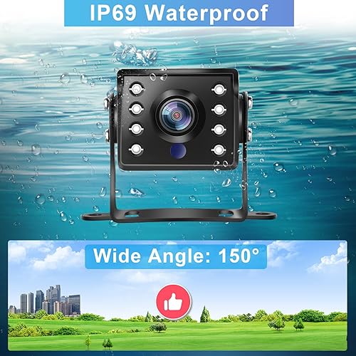 Miniatura 5 de Cámara de respaldo AHD y CVBS Cable de 4 pines + conector RCA, Hodozzy IP69 impermeable cámara de visión trasera para automóvil, visión nocturna,