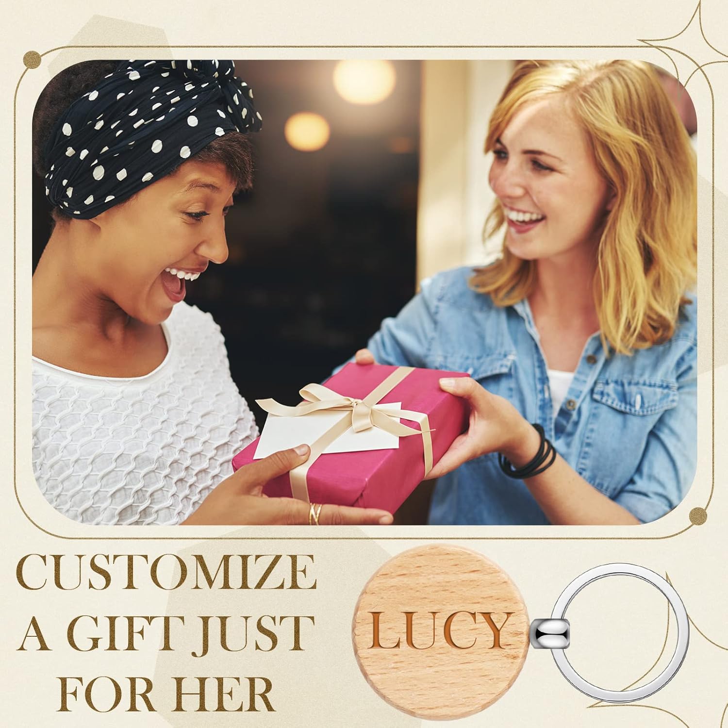 Yinkin Round Wooden Keychain Blank Laser Engraving Wood Blank Bulk Unfinished Wooden Key Ring Key Tag for DIY Gift Crafts(Round) - Image 6