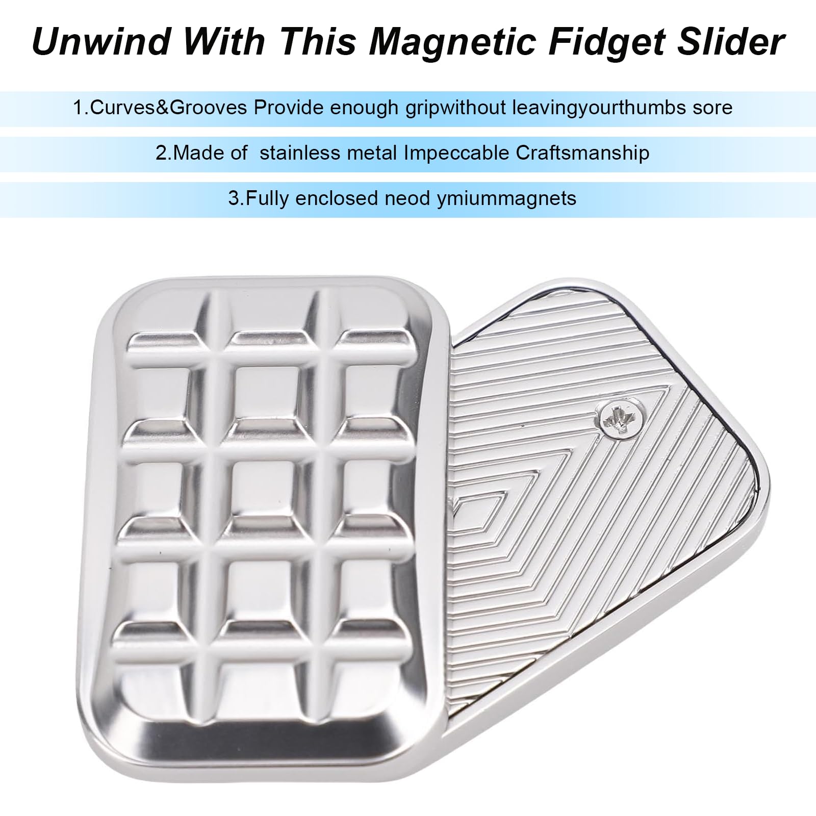 Fidget Slider - Zabawki Metalowe dla Dorosłych, EDC Dekompresja, Srebrny Metal, Antystresowe Obiekt dla ADHD i Lęku, Odstresowujący Prezent