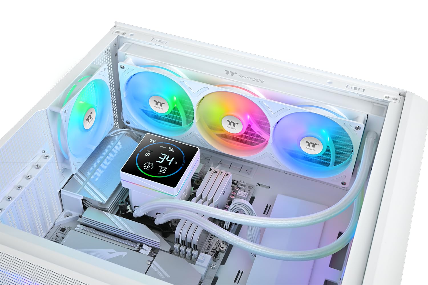TH360-S V3 ARGB | All-in-one water cooling | 3.95" segment LCD display | Rotatable pump head | Single frame fan | Snow