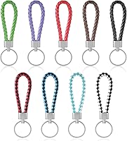 ValueBargain 9 Pack Handwoven Braided Leather Keychains for Car Keys - Durable Elegant Accessories & Gifts for Men Women