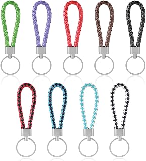 ValueBargain 9 Pack Handwoven Braided Leather Keychains for Car Keys - Durable Elegant Accessories & Gifts for Men Women