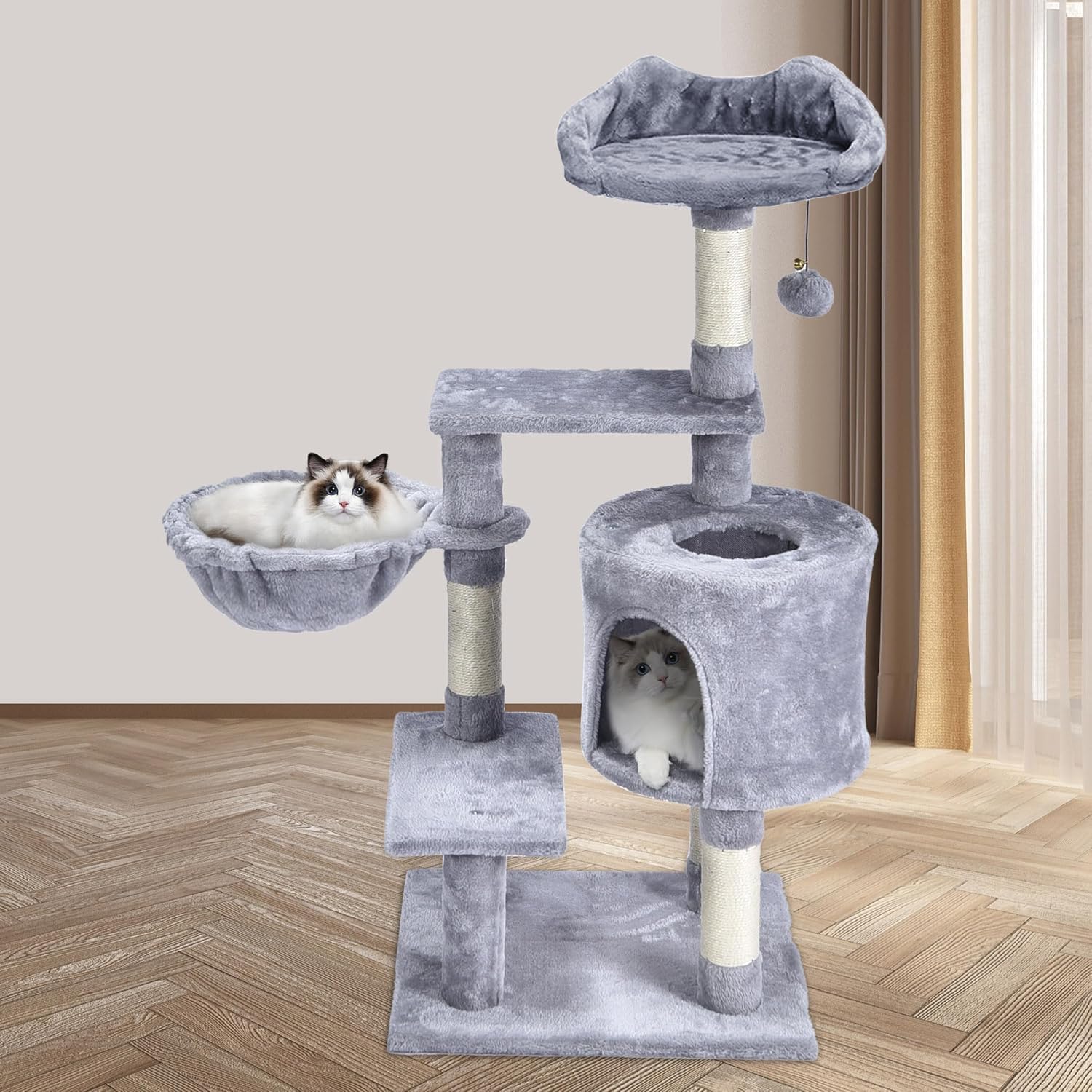 Amazon | キャットタワー、室内飼いの猫用、多層式の可愛いキャット