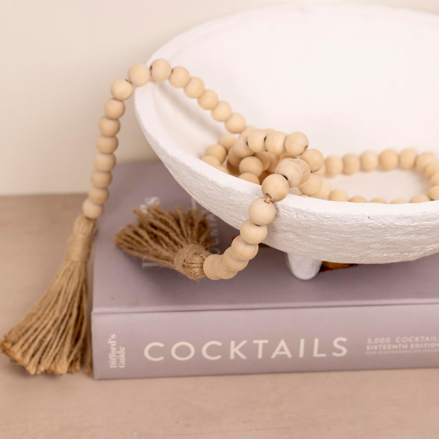 White Decorative Paper Mâché Footed Bowl – Handmade 11.75" Pedestal Bowl for Entryway Table, Kitchen Island Centerpiece, or Coffee Table | Large Modern Catchall Bowl for Keys, Fruit, or Décor.