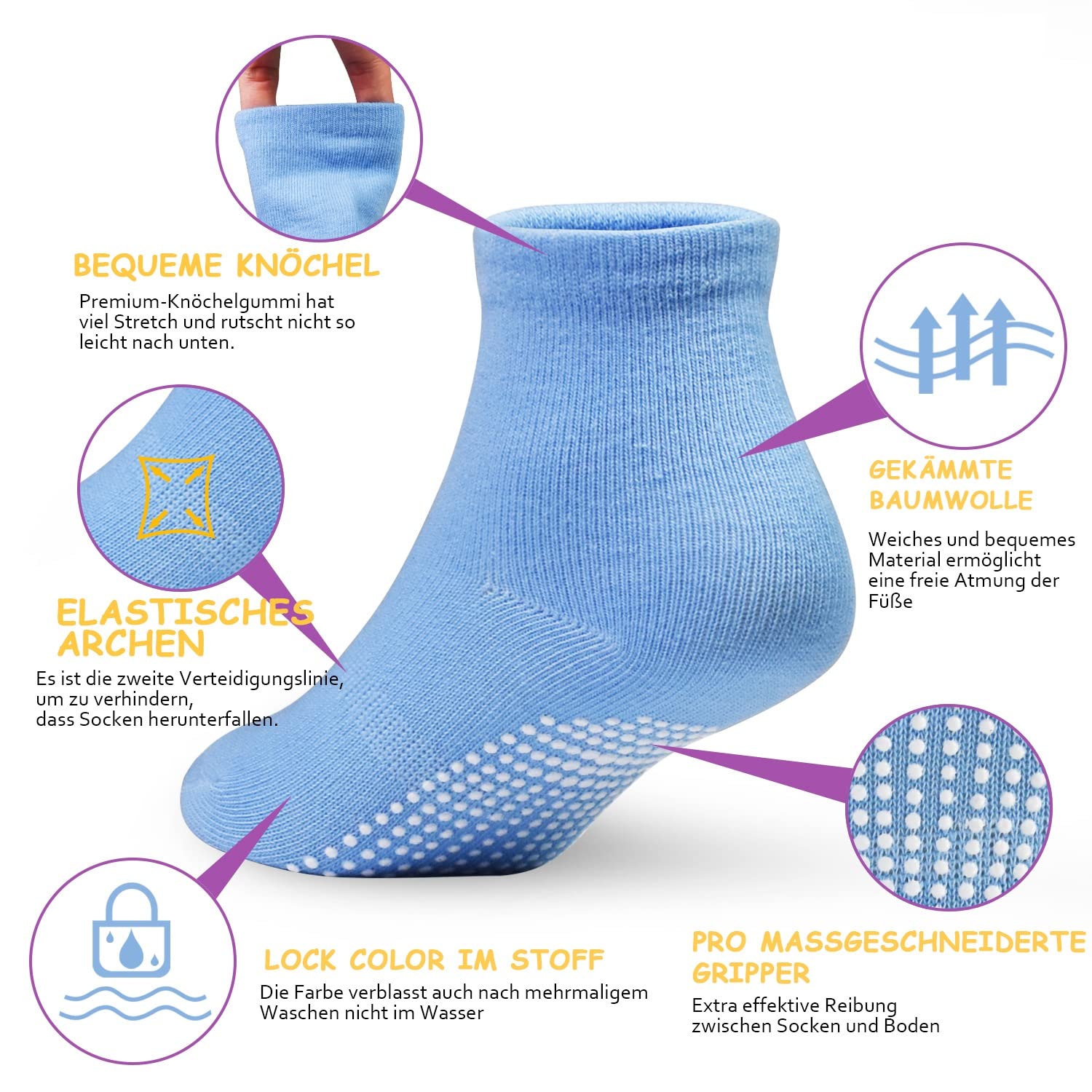GRPSKCOS Calcetines para bebés y niños, ABS antideslizantes, 12 pares de calcetines para niños de 0 a 10 años, calcetines antideslizantes