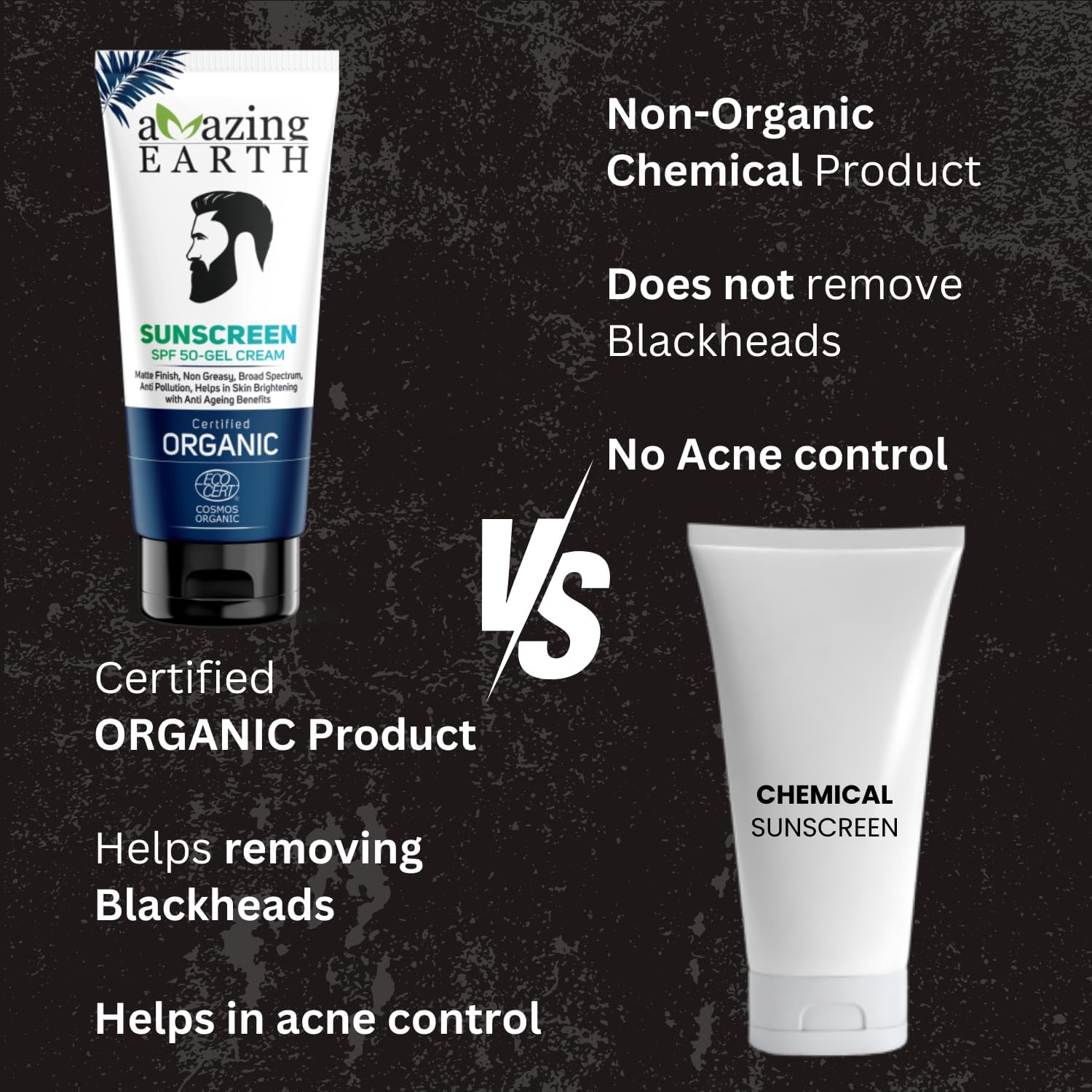 Amazing Earth Organic Sunscreen SPF 50 Gel Cream, Matte Finish, Non-Greasy, Broad Spectrum Pack of 2 1