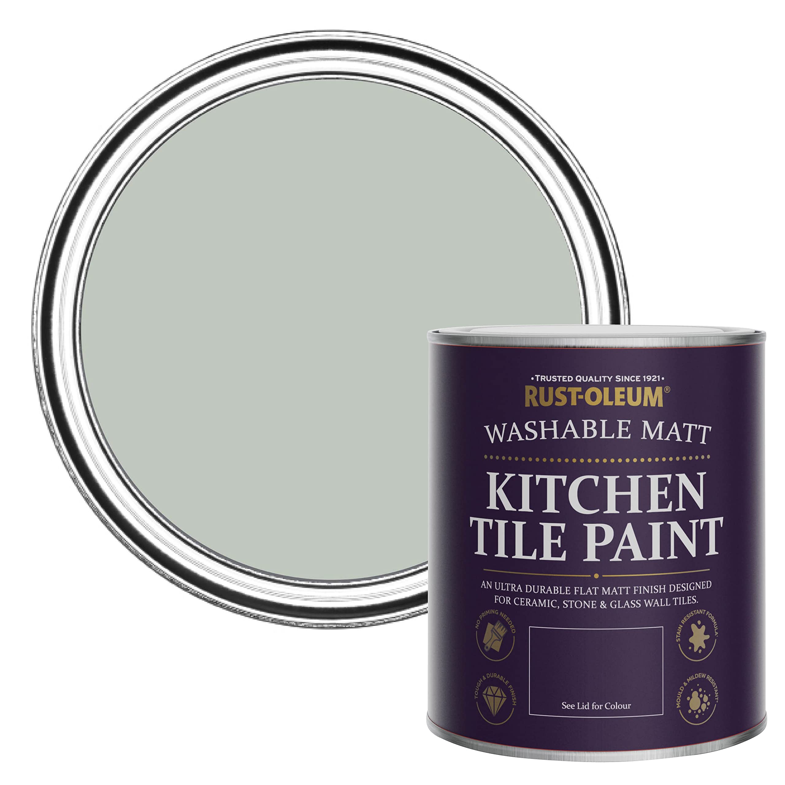Rust-Oleum Chalk Green Green Water Resistant Kitchen Tile Paint In Matt Finish - 750Ml