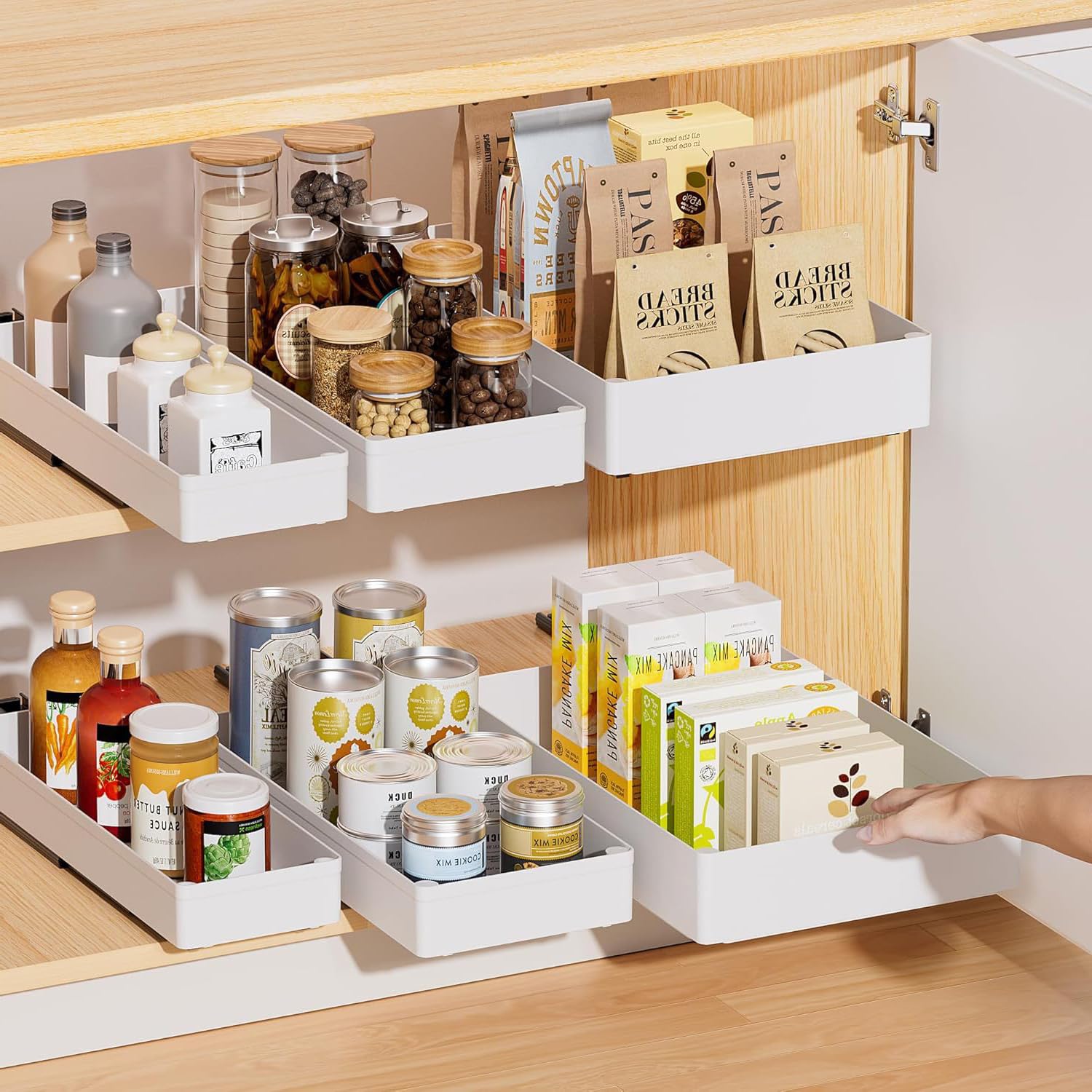 Zstar Cassetto estraibile da cucina, cassetto telescopico, organizer da cucina, armadietto da cucina, organizer per spezie, scaffale estraibile per cucina, dispensa e bagno, 13,5 W x 40 D x 5 cm