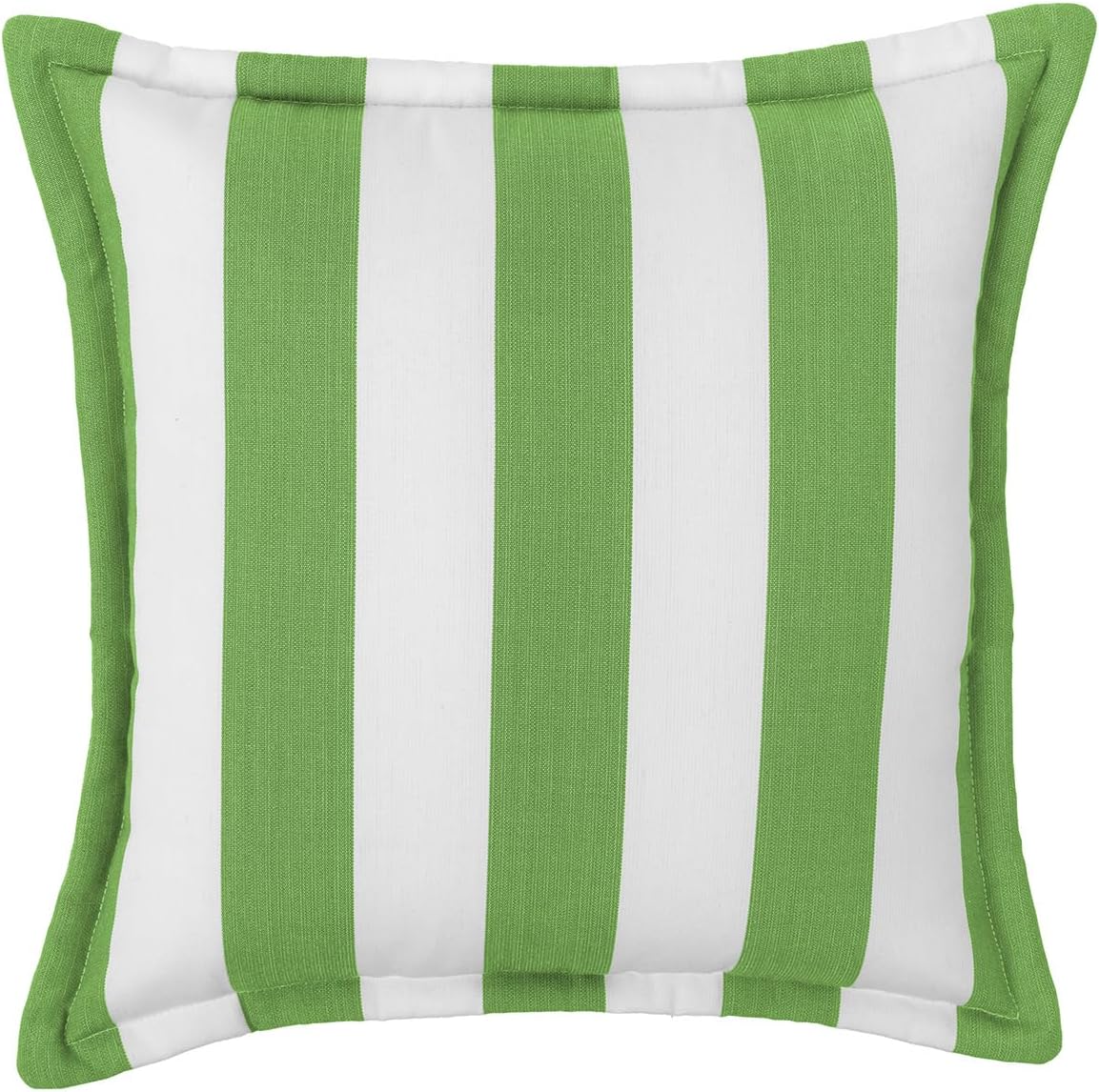 Sherry Kline Cabana Stripe Outdoor Throw Pillow Set of 2, 20x20 Inch Flanged Reversible Decorative Cushions with Zipper, Indoor Outdoor Patio Accent Pillows, Made in USA - Green/White