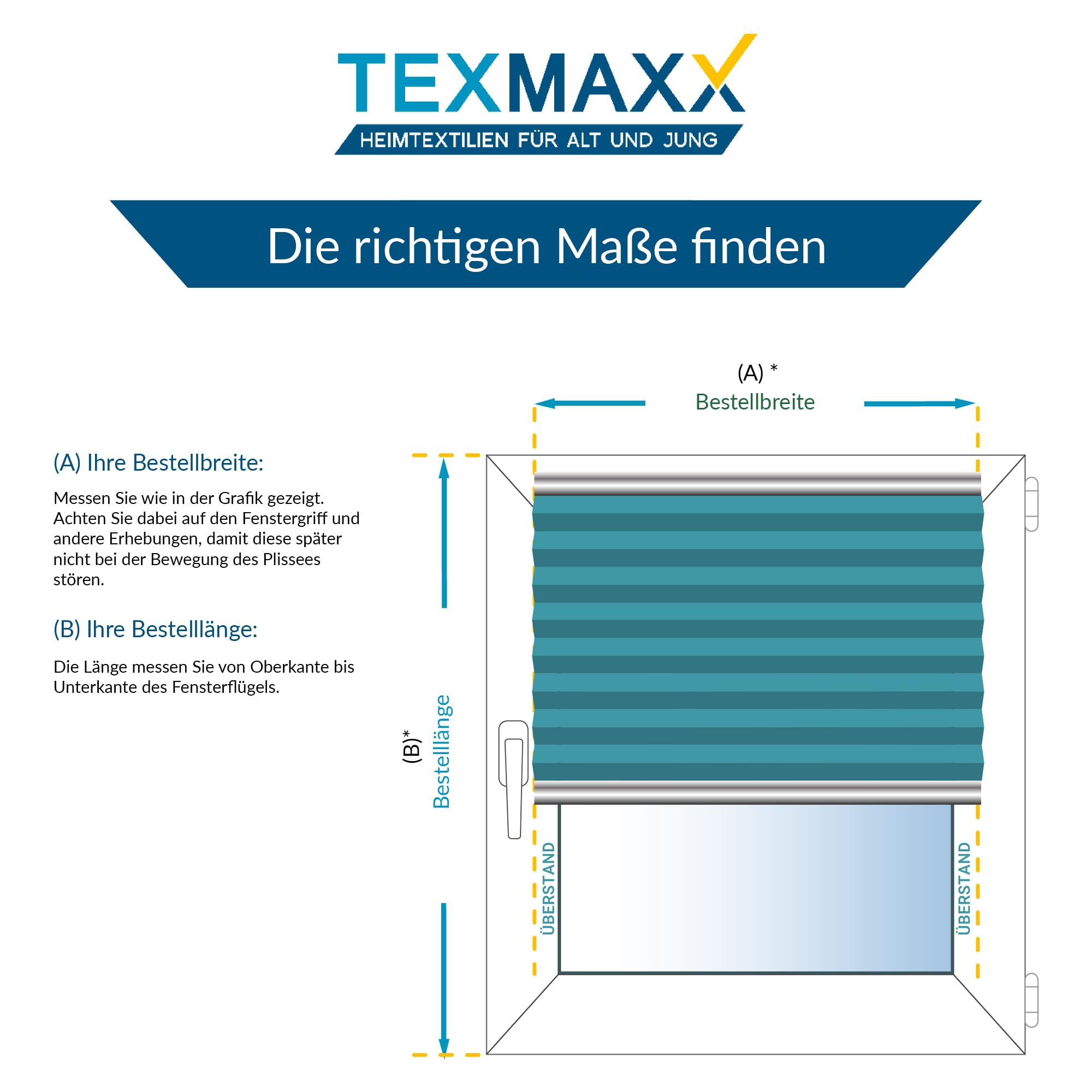TEXMAXX® Raffrollo ohne Bohren 95 x 140 cm - Ösenrollo ohne Bohren - Faltrollo - Raffrollo Blickdicht - inkl. Zubehör