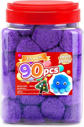 Vista 37 de Iooleem Pompones rosados – Tamaño surtido, 1200 piezas con ojos móviles, opciones de purpurina, perfectos para artes y manualidades