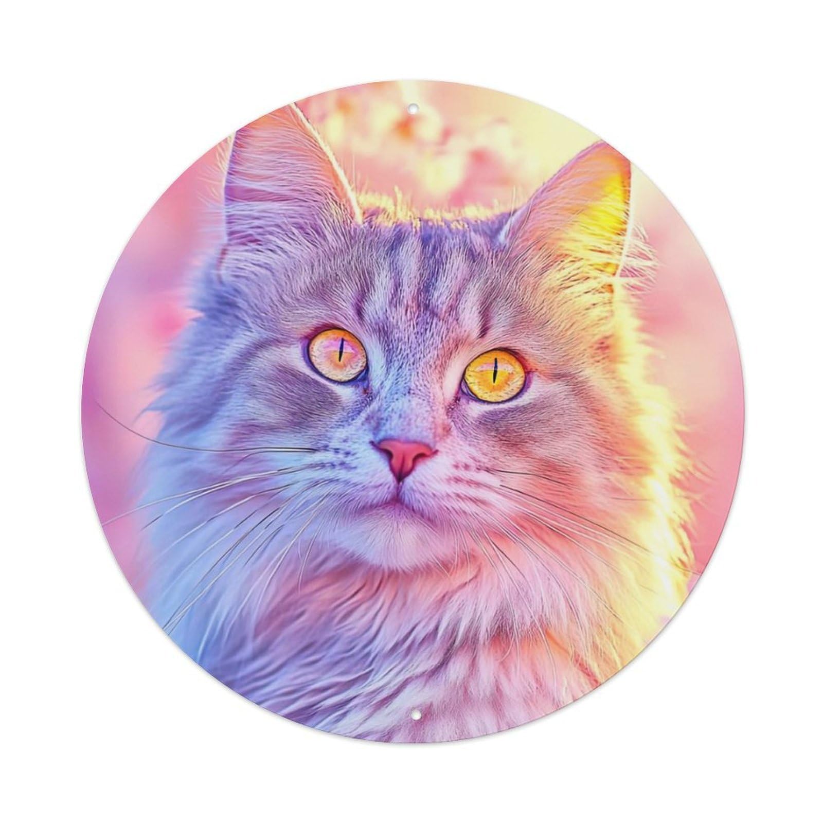 Animal Artwork Cat with Yellow Eyes Metal Tin Sign