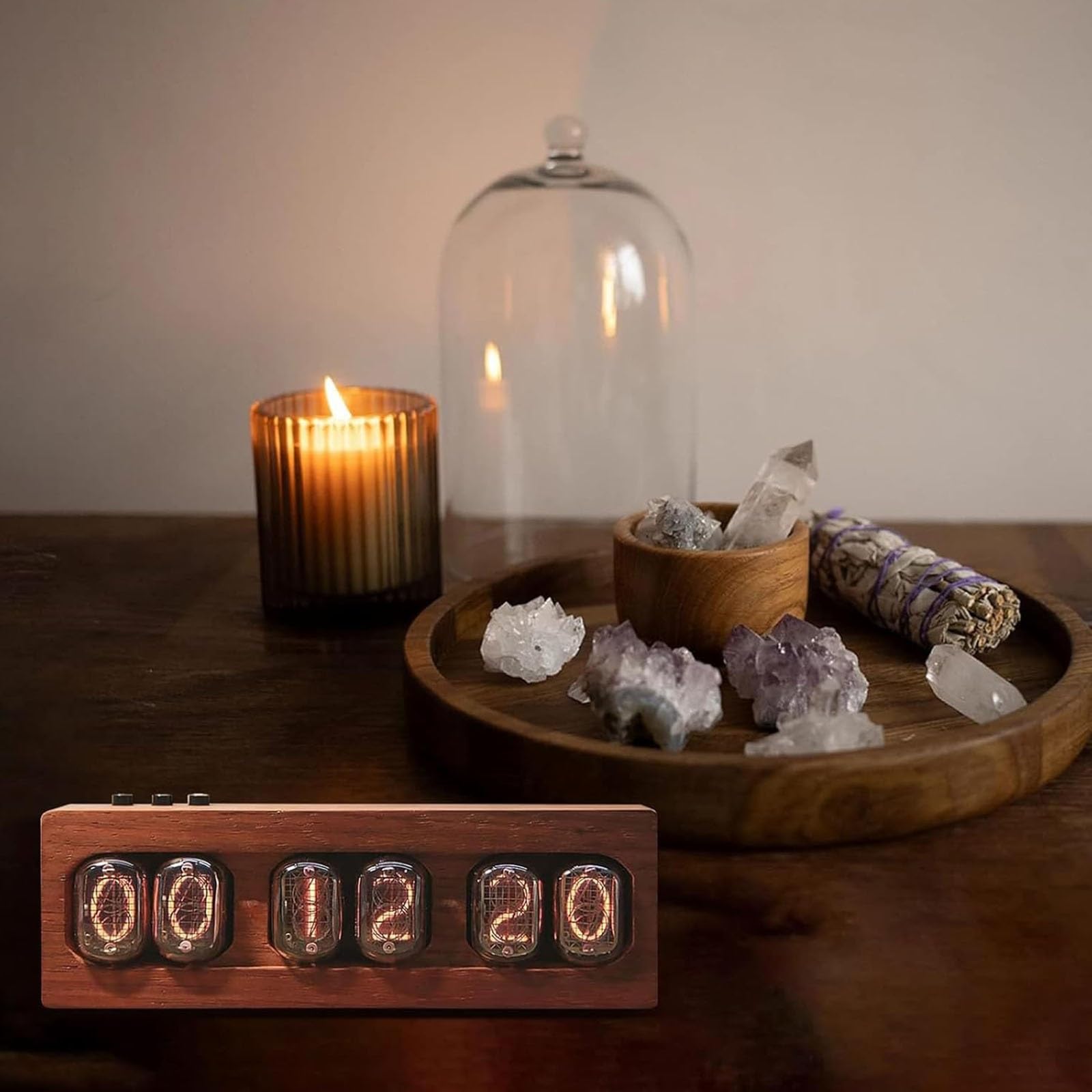 Nixie zegar lampowy, cyfrowy budzik w stylu retro IN-12, dekoracja na biurko z pamięcią wyłączania, do salonu, półki biurowej, wyjątkowy pomysł na prezent