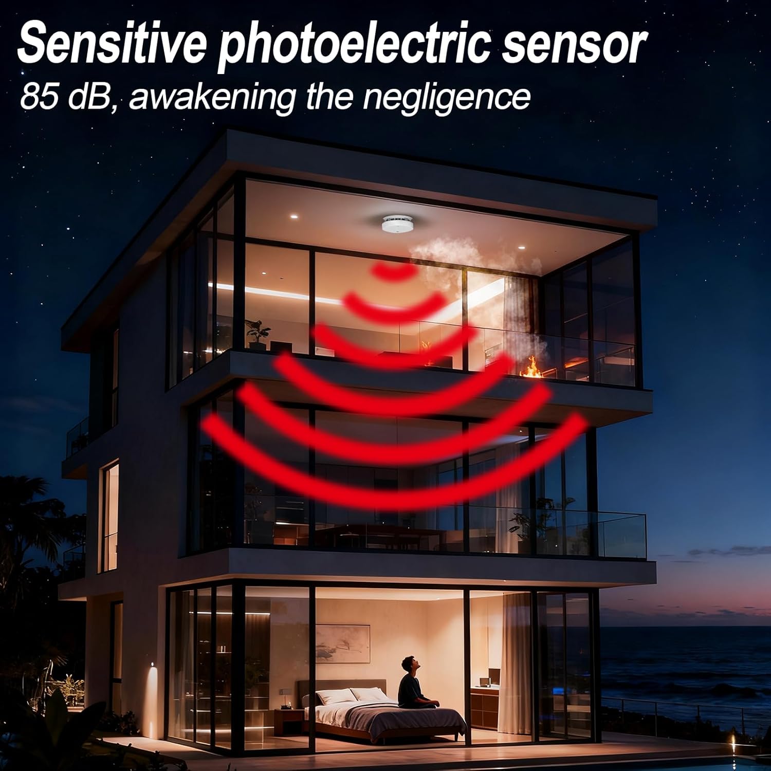 Smoke Detector Carbon Monoxide Detector Combo 10 Year Battery， 2 in 1 Smoke Detector, LED Warning Light Indicators, White, 4 Pack - Image 6