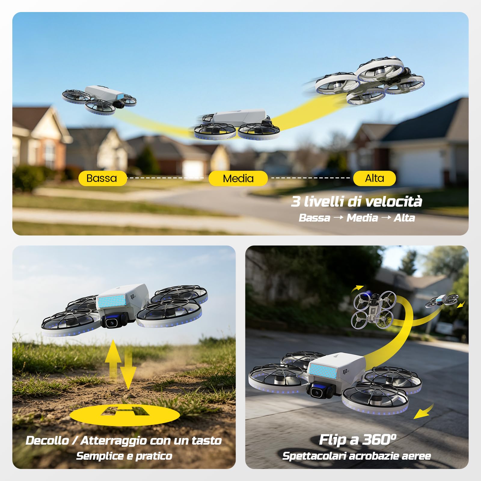 Drone con Radiocomando con Schermo da 4,3″ e Fotocamera 1080P Regolabile
