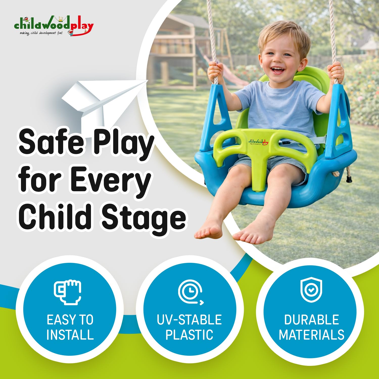 3 in 1 Toddler Swing Seat Attachment with Safety Strap for Children from 9 Months to 10yrs - Image 2