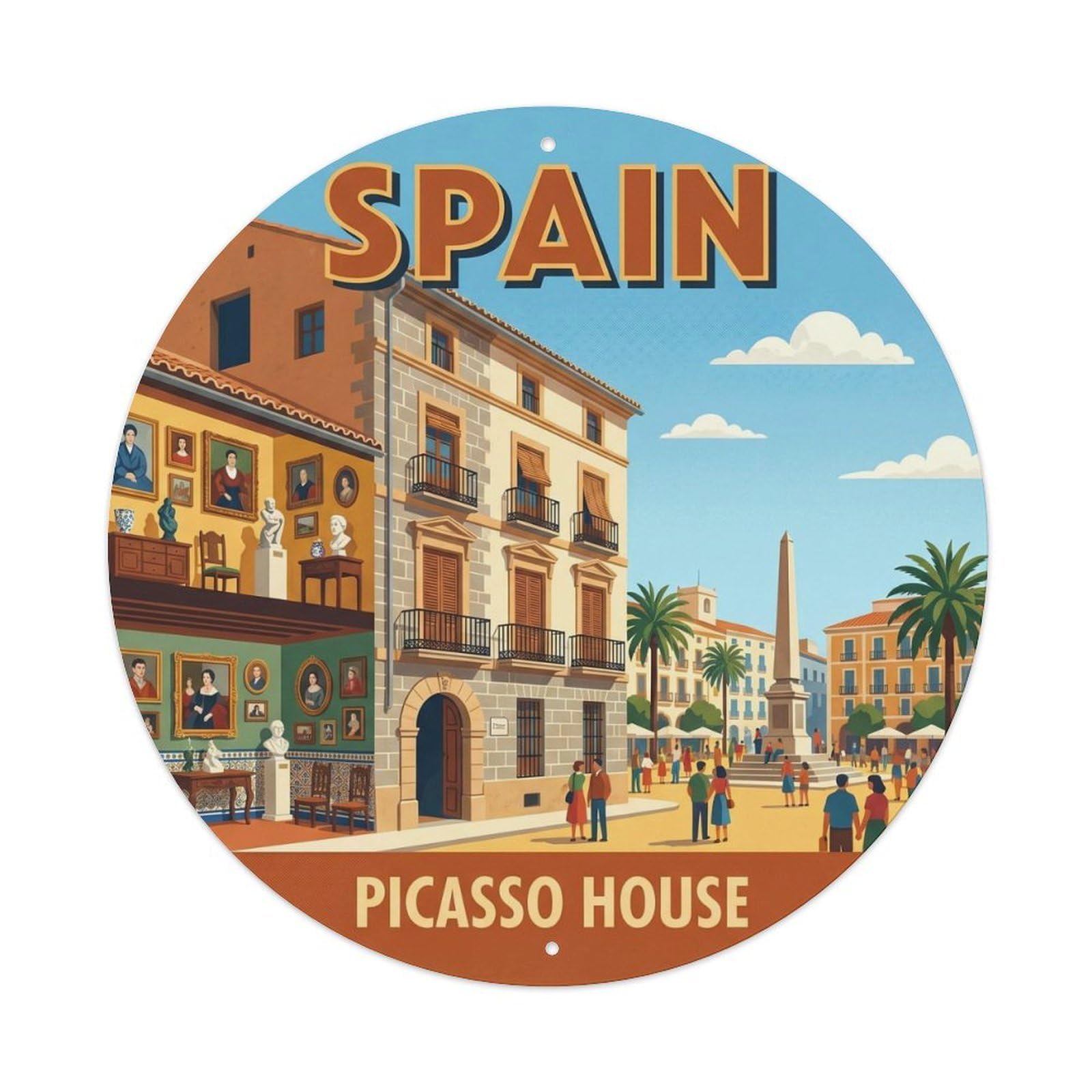 Malaga Historic Art House Spain Cultural Travel Metal Tin Sign