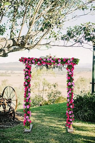 Miniatura 6 de JUSTOYOU Paquete de 2 guirnaldas de rosas falsas (15.8 pies), enredaderas de rosas artificiales, flores colgantes de seda para boda, hogar, telón de