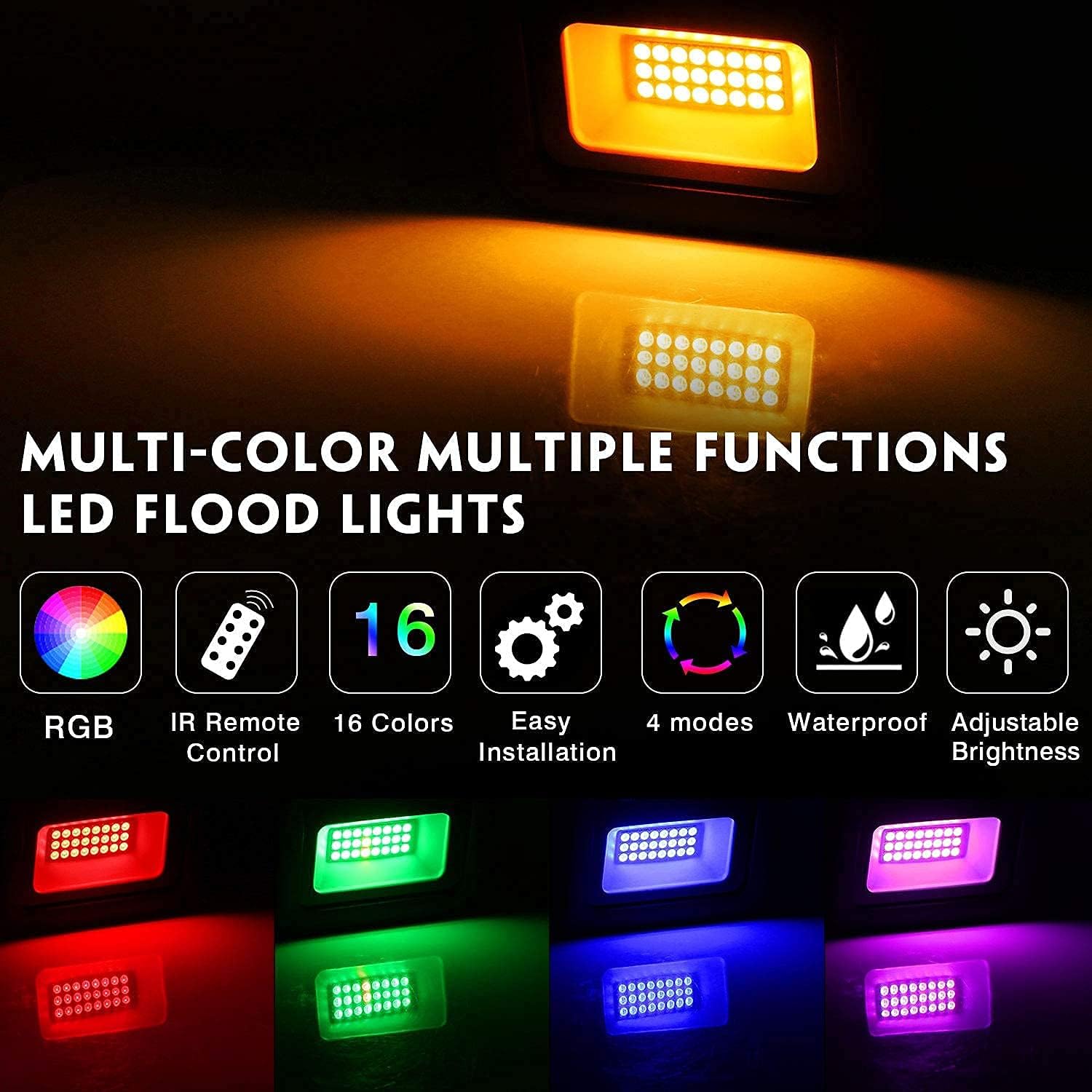Suреr Chеар 🛒 LED Flood Light RGBW Color Changing 100W Equivalent Outdoor IP66 Waterproof Floodlights 16 Colors 4 Modes Wall Washer Lights Uplighting for Lawn Backyard Christmas Halloween Decorations - 4 Pack Tор Rаtеd LED Flood Light RGBW Color Changing 100W Equivalent Outdoor IP66 Waterproof Floodlights 16 Colors 4 Modes Wall Washer Lights Uplighting for Lawn Backyard Christmas Halloween Decorations - 4 Pack