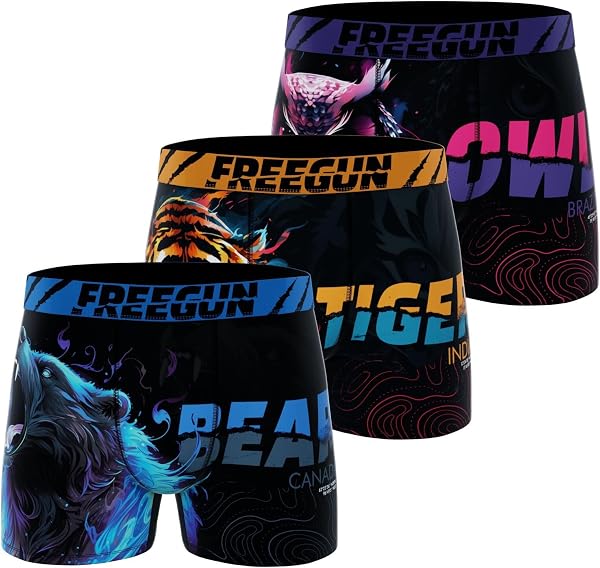 FREEGUN Freegun - Lot de 3 Boxers Homme Boxeur ajusté