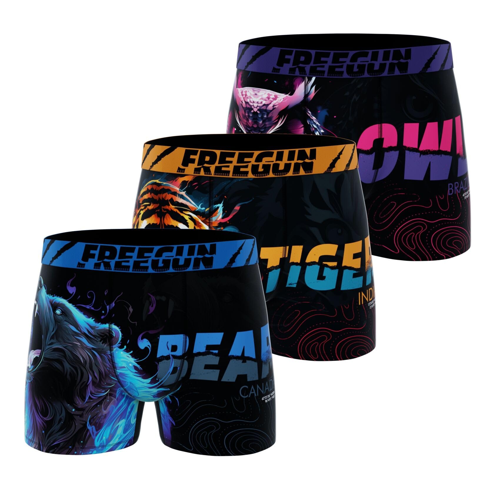 FREEGUN Boxershorts voor heren, boxershorts, willekeurig model, comfortabel en aangenaam (5 stuks), Blauw/Zwart/Oranje, M