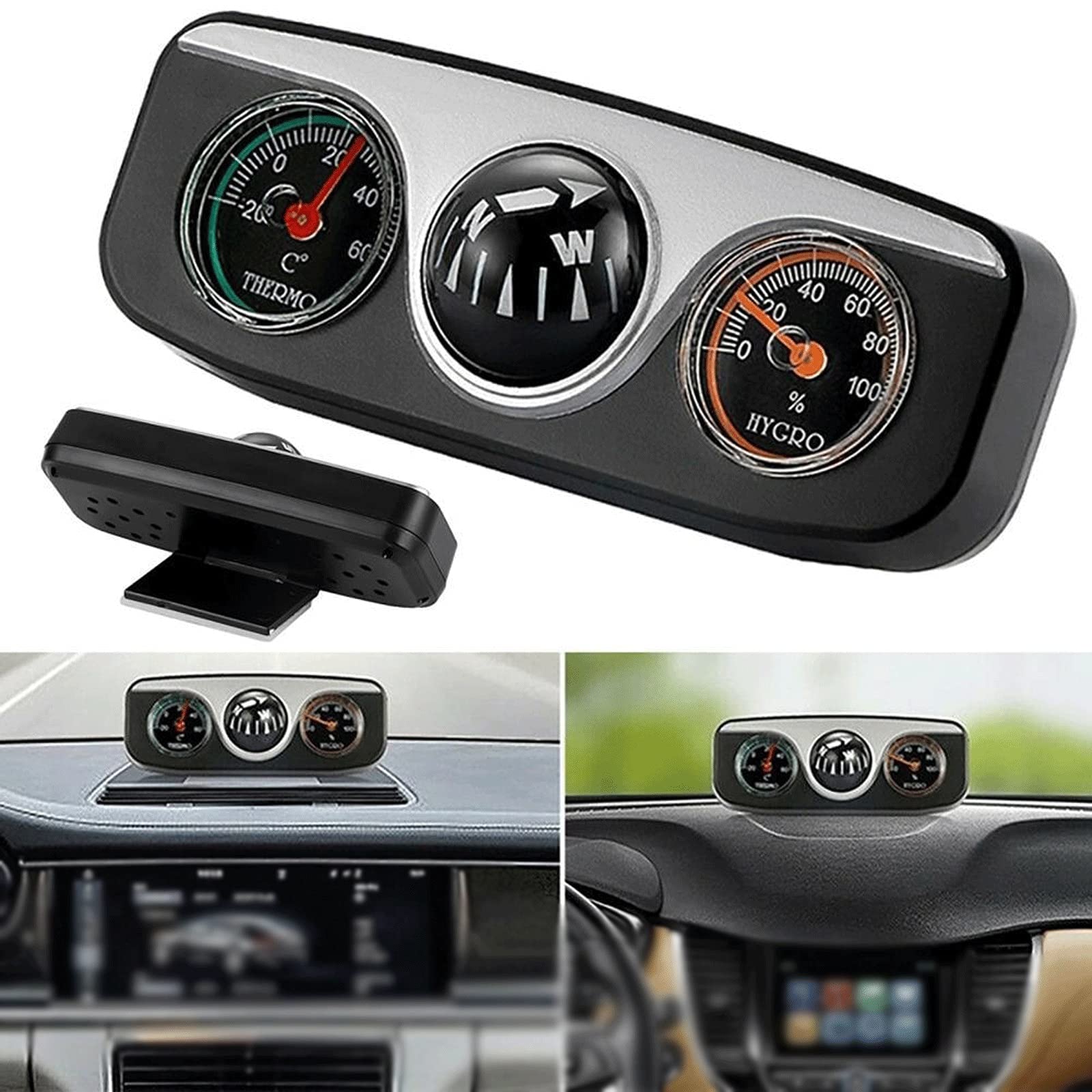 JINGYAN Kompasy 11.2cm 3 w 1 samochodowym pojeździe Dashboard Thermometr Higrometr Compass Navigation Nawigacja Kulka Camping Piesze wycieczki