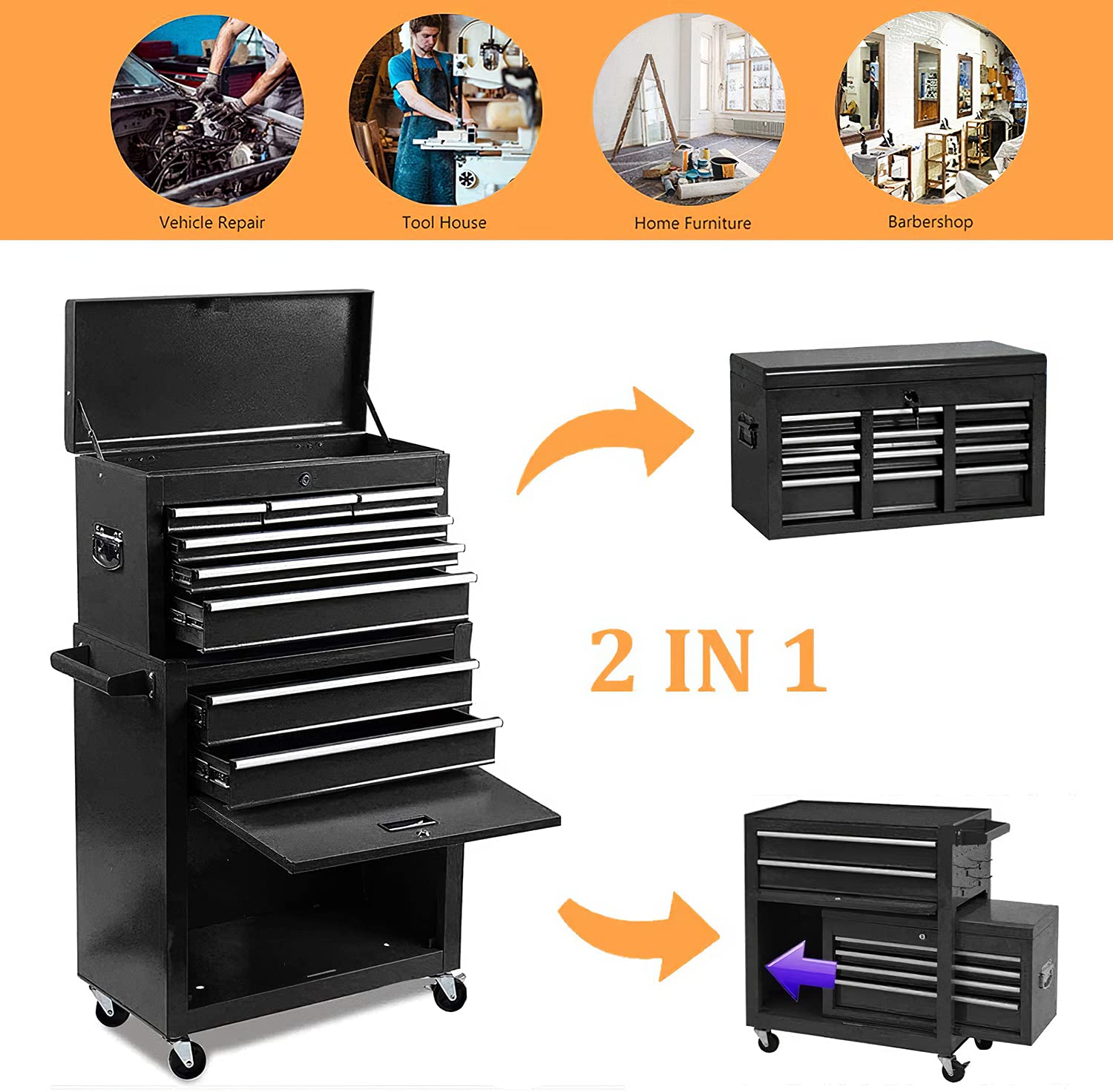 Buy 8Drawer Big Rolling Tool Chest Organizers,Removable Tool Storage and Top Chest with
