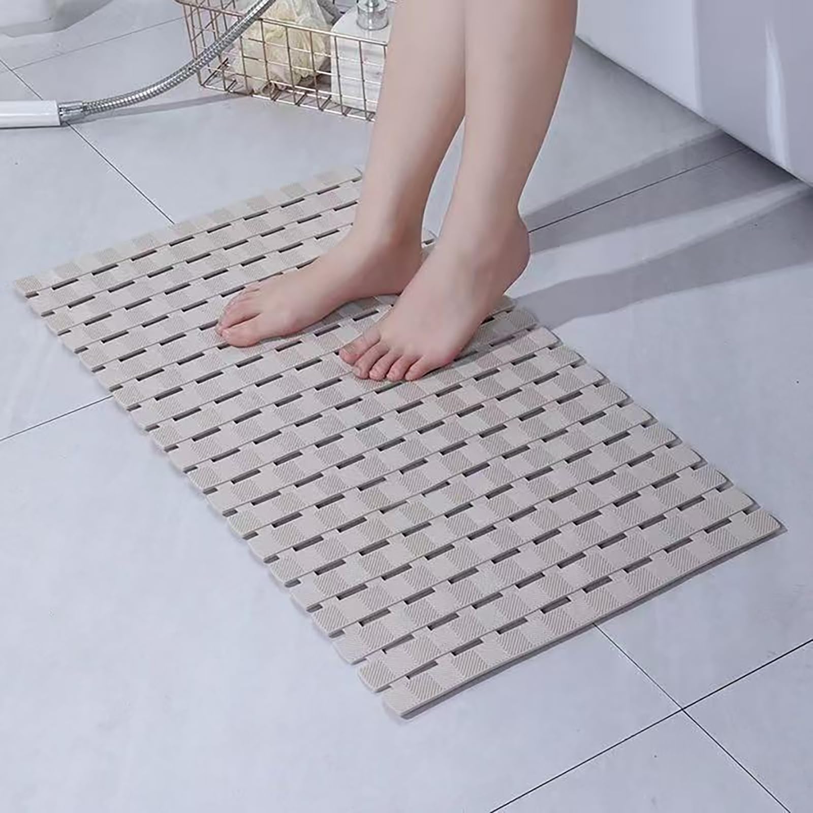 Robust Badewannenmatte rutschfest Kinder, Sicherheits Antirutschmatte Badewanne Senioren für Kinder Maschinenwaschbar Duschmatte Badewanne rutschfest Duscheinlage,Beige,50x80cm/20x31in