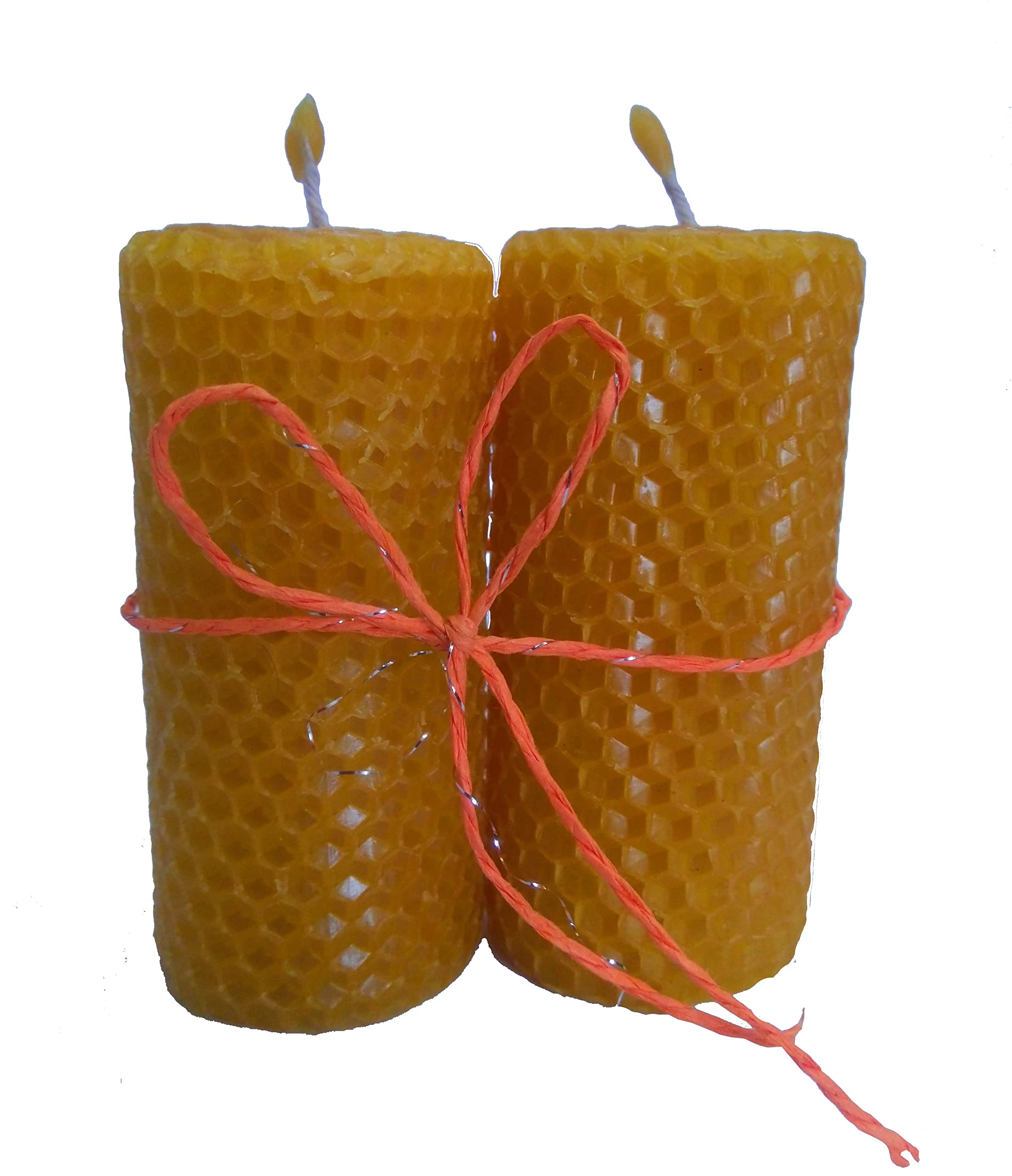 Beeswax Pillar Candles- Big Size || 3.74 inches x 1.77 inches 16 Hours%100 Pure Bees Wax Candles. (Pack of 2)