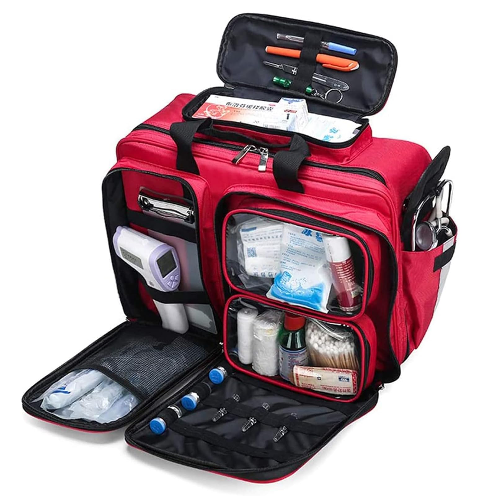 Bolsa para Botiquín De Primeros Auxilios Profesional con Compartimentos Etiquetados, Bolsa Médica De Almacenamiento Portátil, Kit De Rescate De Emergencia Impermeable