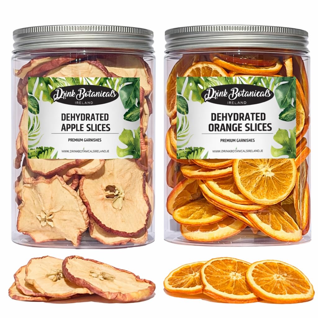 Dried Apple & Orange Slices Bundle, 100% Natural Dehydrated Fruit for Baking, Tea, Cocktails & Decoration, PET Jars, 285g Total
