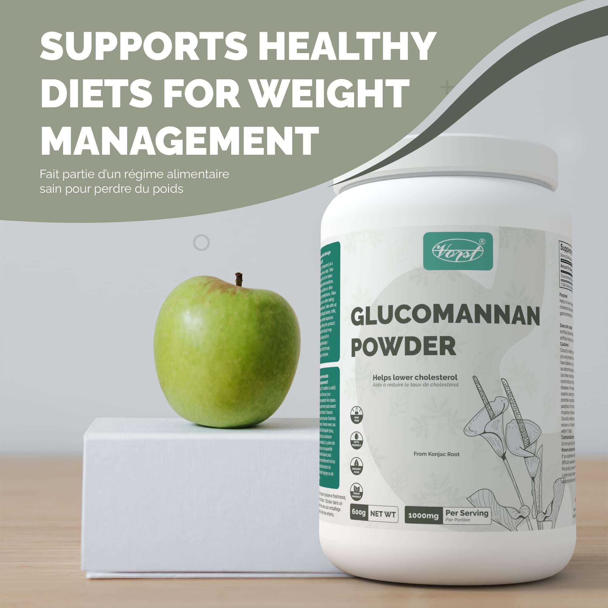 Poudre De Glucomannane Konjac 500g - Fibre Soluble Pour Perte De Poids - Bulk Powders - Origine UK