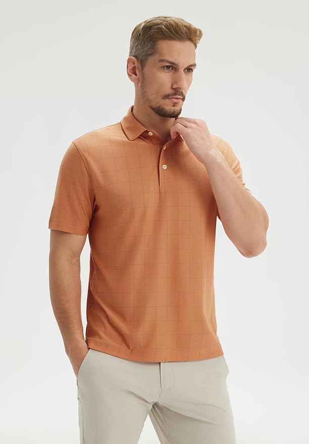 Polo para hombre manga corta talla L naranja miniatura 2
