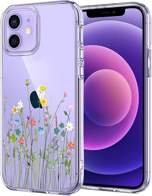 Unov Case Compatible with iPhone 12 iPhone 12 Pro Case Clear with Pattern Slim Protective Soft TPU Bumper Embossed Design 6.1 Inch (Flower Bouquet)