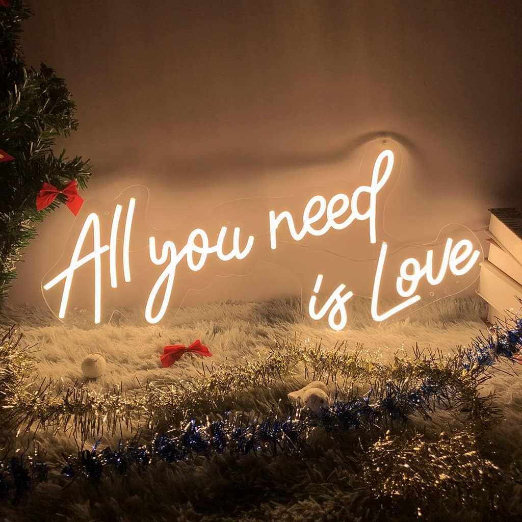 All Your Need is Love Neon Sign,LED Neon Light Sign for Wedding Decor Signs for Bedroom Birthday Party Bachelorette Party Engagement Party Home Wall Room Shop Decoration（23.6IN）